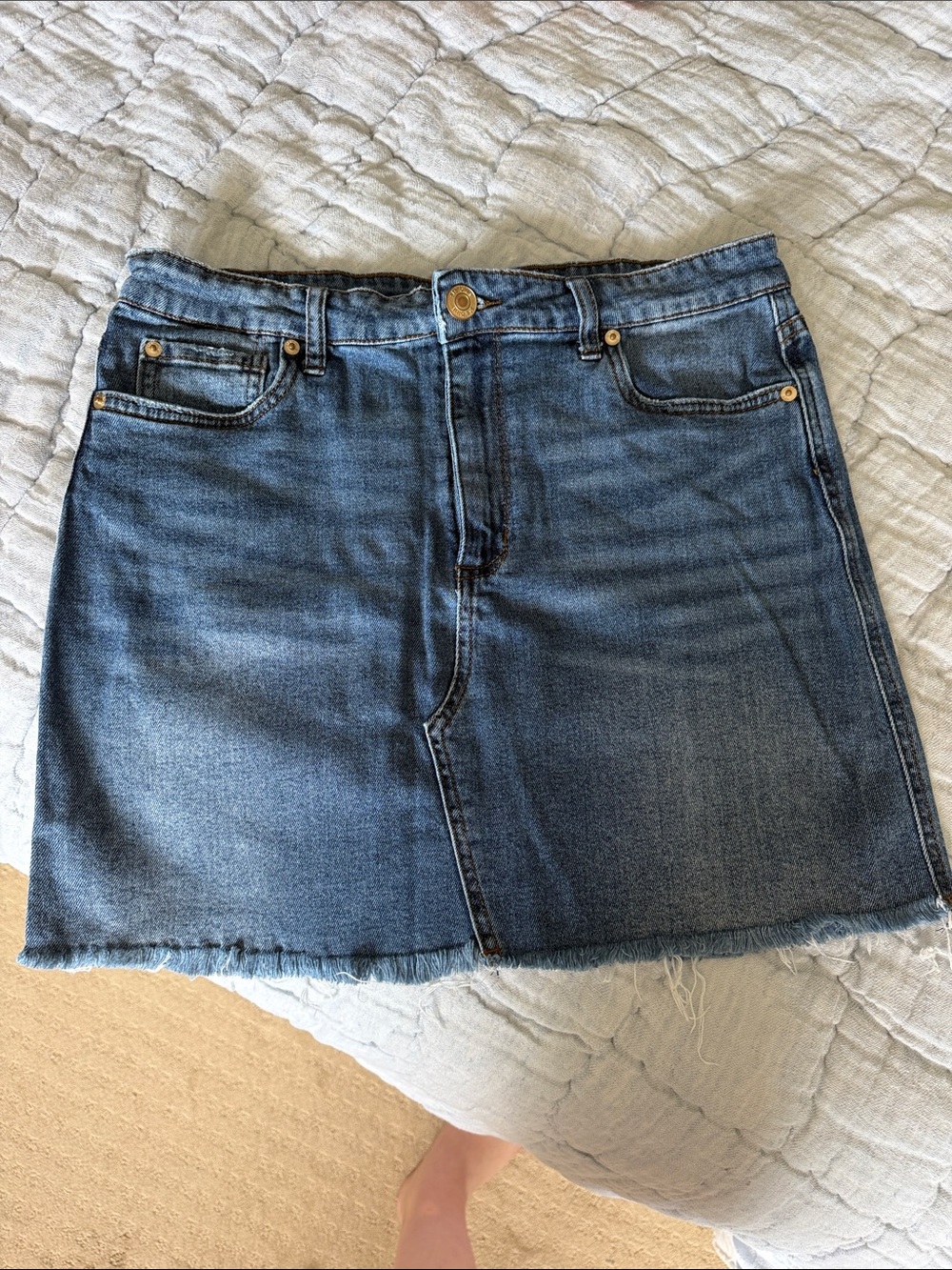 STS Blue Washed Denim Mini Skirt in Blue with Raw Hem - size 30
